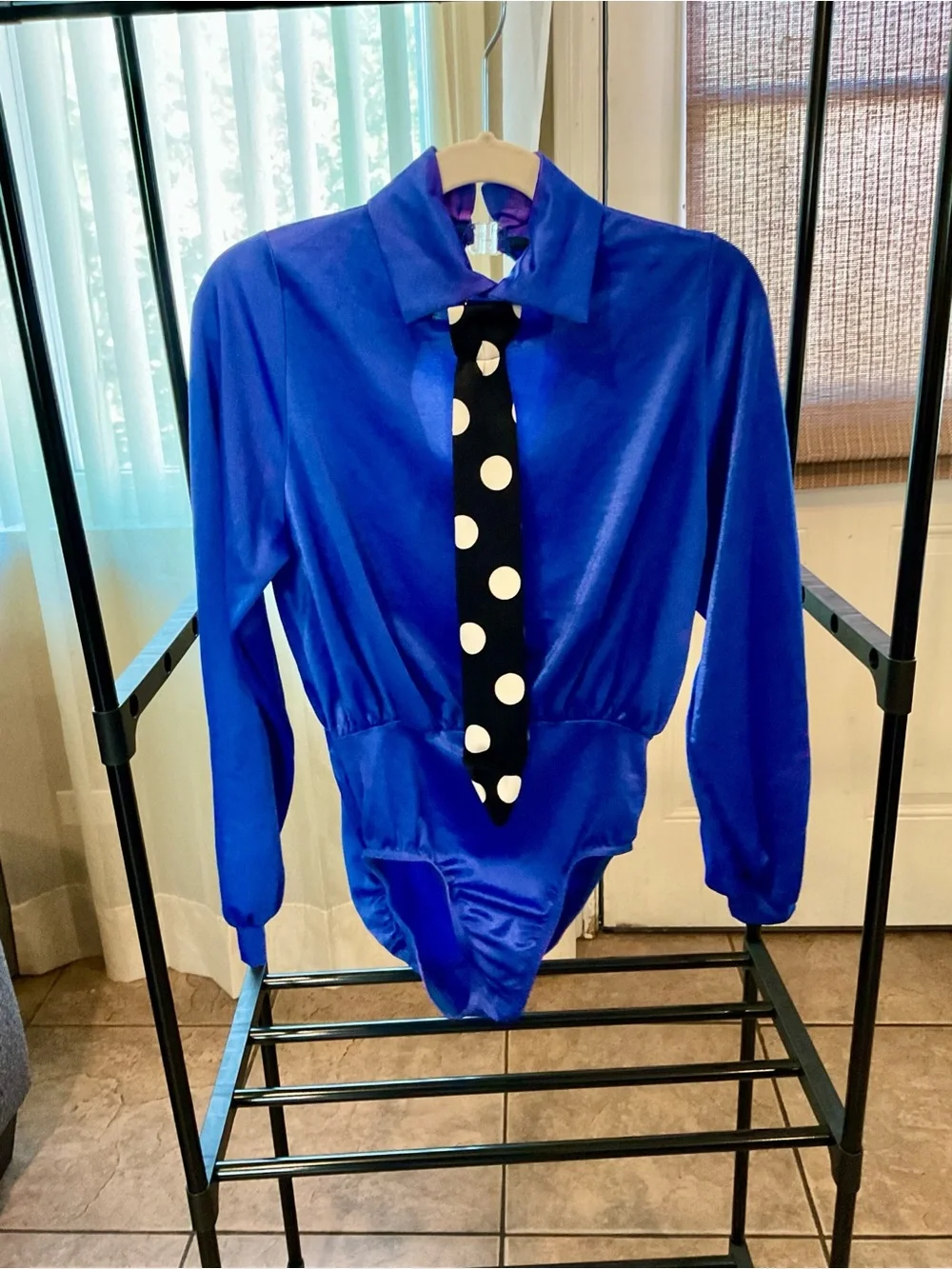 Blue Polka Dot Tie Dance Leotard - Kids Costume